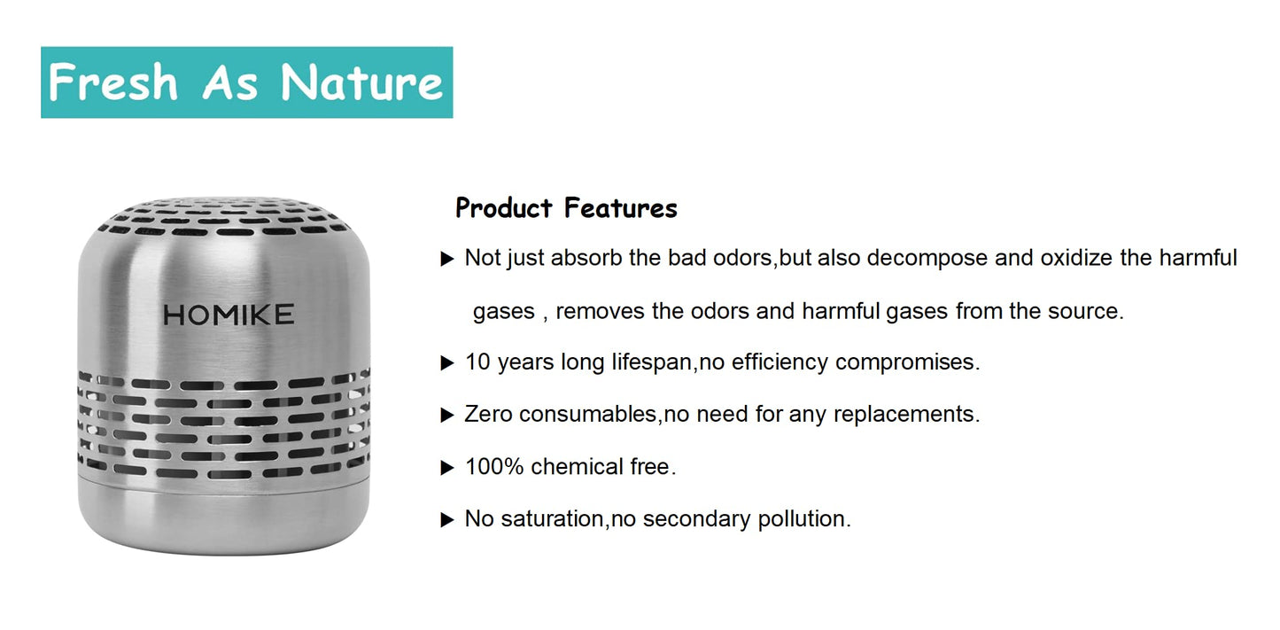 HOMIKE Refrigerator Deodorizer, Odor Eliminator,Last up to 10 Years for Car,Closet,Shoes Cabinet,Fridge and Freezer,Outperforms Baking Soda and Activated Carbon (Green)