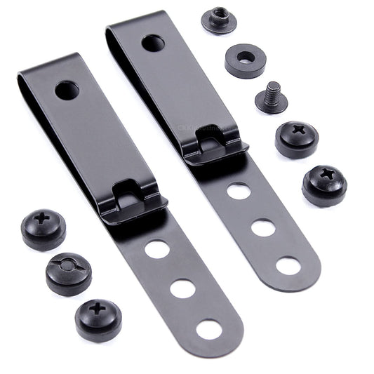 HolsterSmith Universal Metal Belt Clip for Holster Making - (Model 5) - (3-Hole) - (Tactical Black) - (w/SPTHA Mounting Hardware) - (2 Pack)