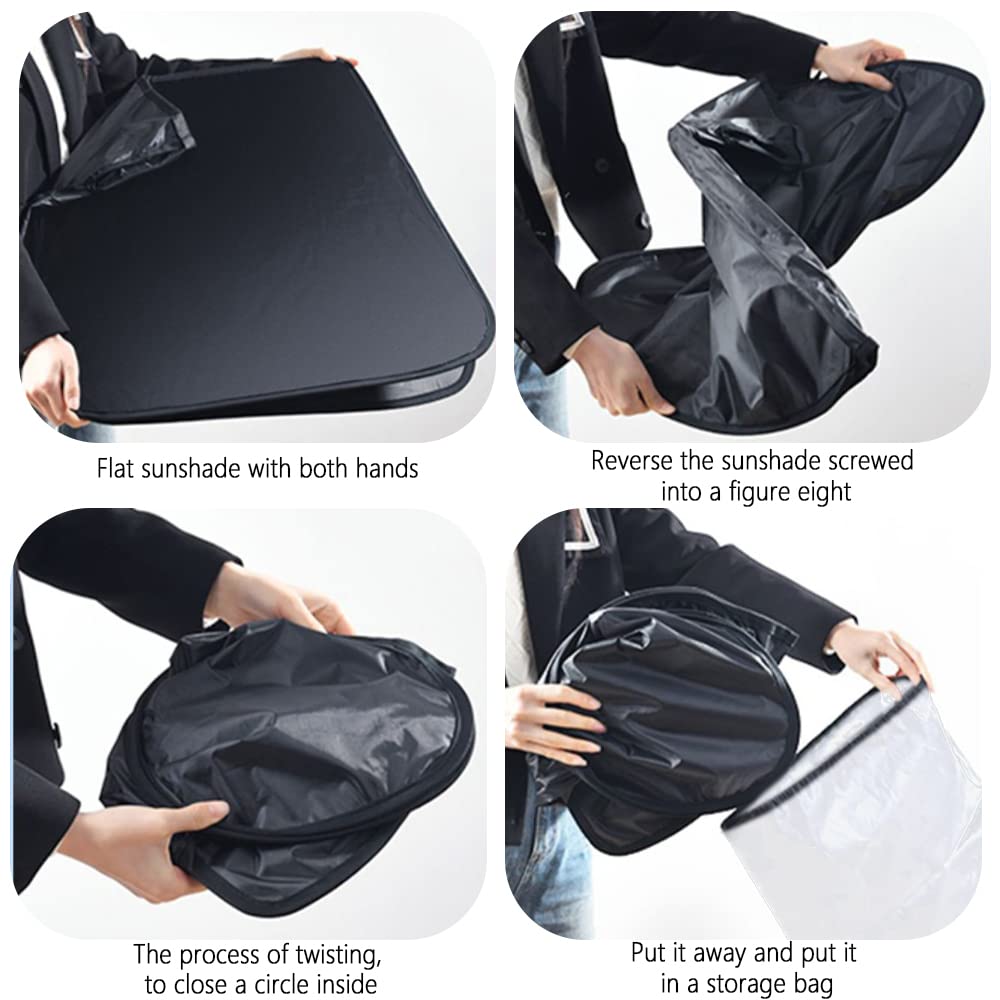 240T Thickened Automotive Glass Sunshade and Comes with Storage Bag,Keep Car Interior Cool,Universal Windshield Sun Shade Fit for Cars,Trucks,SUVs (L(57.08 * 31.5 inch))