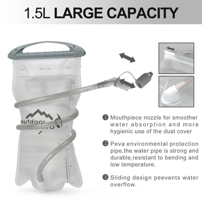 INOXTO Running Hydration Vest Backpack,Lightweight Insulated Pack with 1.5L Water Bladder Bag Daypack for Hiking Trail Running Cycling Race Marathon for Women Men (591 Light Gray Blue)