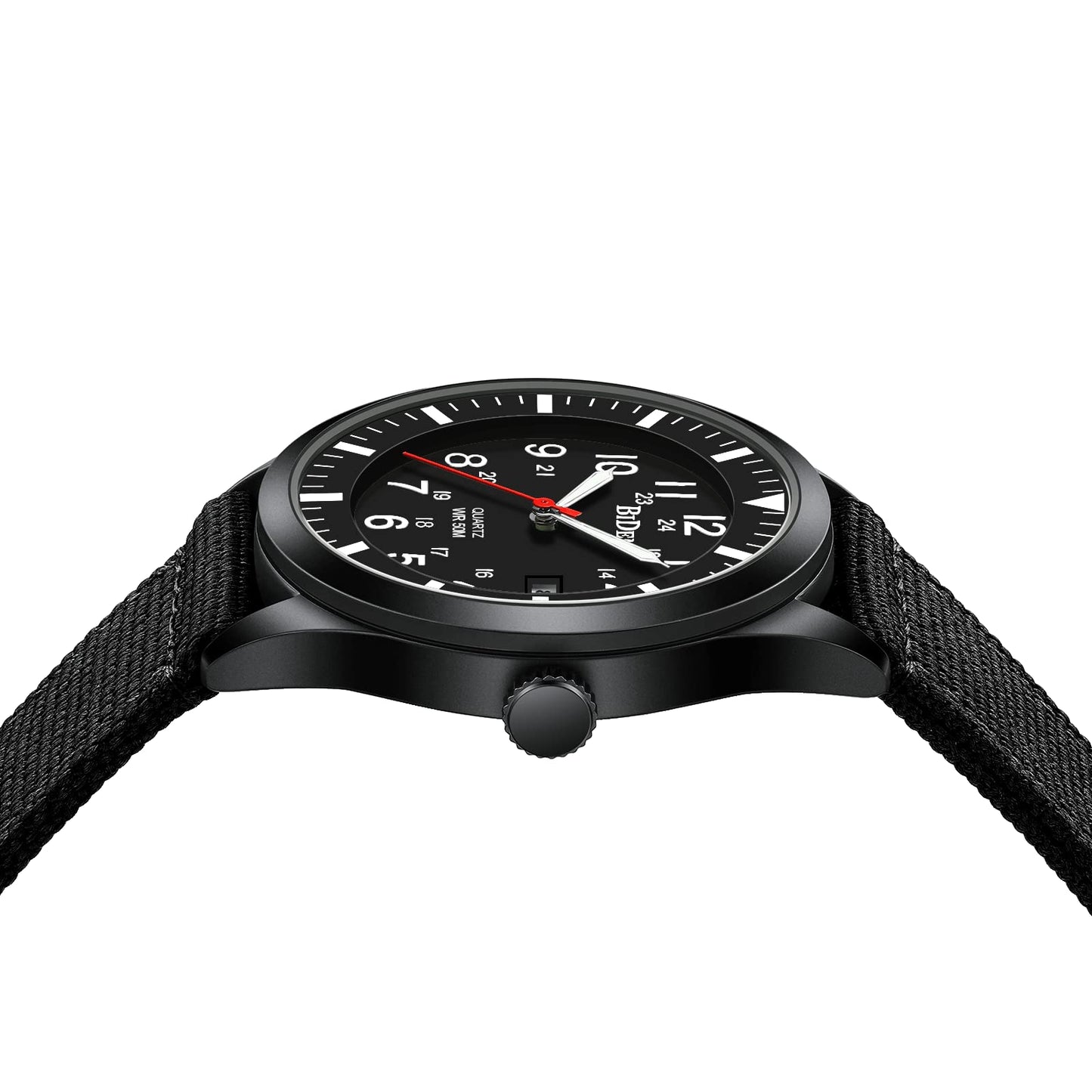 HANPOSH Mens Watches Military Army Analog Quartz Sports Waterproof Wrist Watch for Men with Date Display Nylon Strap Tactical Field