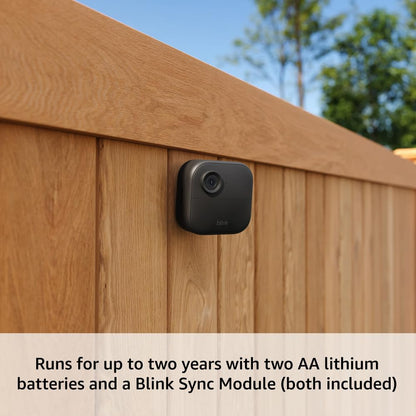 Blink Outdoor 4 (newest model) – Wireless smart security camera, two-year battery life, 1080p HD day and infrared night live view, two-way talk. Sync Module Core included – 2 camera system