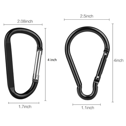CampTek 5PCS 4"/10cm Carabiner, Extra Large 4" Aluminum Carabeaner Keychain Hook,Spring Snap Key Chain Clip