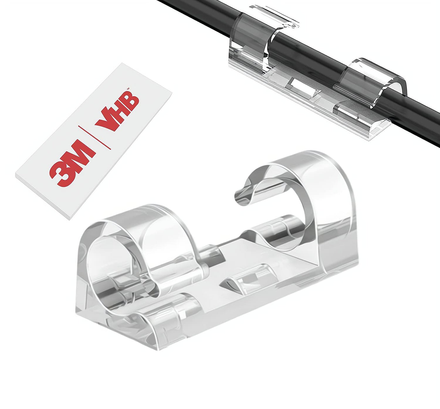 40Pcs Strong Adhesive Cable Clips with 50 Strips,Wire Clips,Cord Organizer Cable Management Finisher Wire clamp Wire Holder Cable Organizer Wire Hider for Cords Max.1/4"