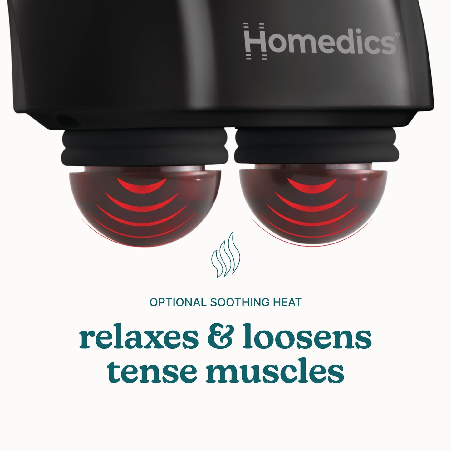 Homedics Handheld Back Massager, Dual Heated Nodes, Neck, and Body Percussion Massager with Interchangeable Nodes to Release Back, Neck, Shoulder Leg and Foot Tension