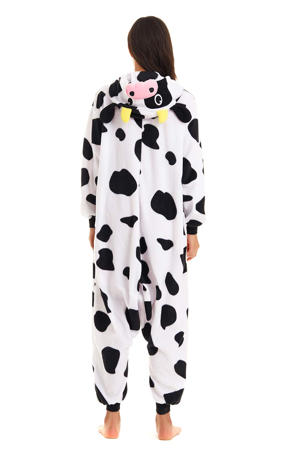 CANASOUR Christmas Cow Onesie Halloween Pajamas For Women Couples Adult Animal Custom With Udders Unisex Anime Cosplay Costumes (Cow,Large)