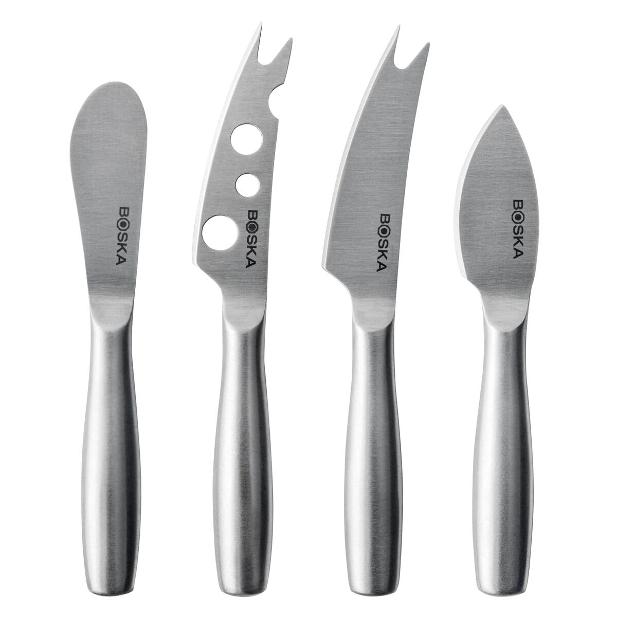 BOSKA Stainless Steel Cheese 4 Knife Set - Mini Copenhagen Knives For All Types of Cheese - Silver Non-Stick - Dishwasher Safe - For Kitchen Cooking