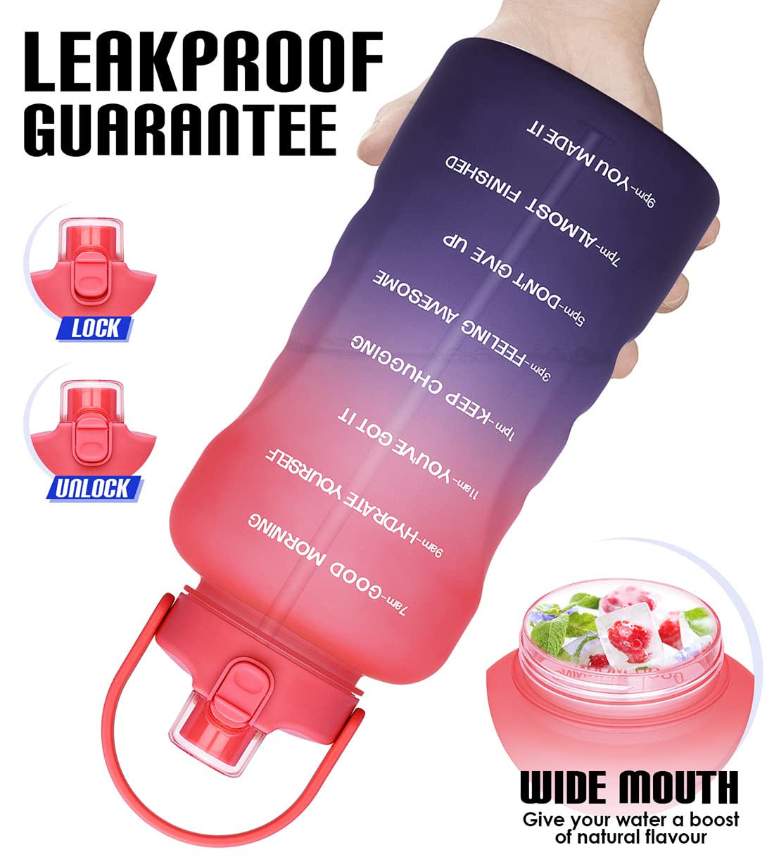 HydroPal 1 Gallon Water Bottles with Straw, 128 oz / 3.8L Water Bottle BPA Free Innovative 2-IN-1 Lid Gym Bottle with Times to Drink Motivational, Large for Sports Fitness Camping Water Jug One Gallon