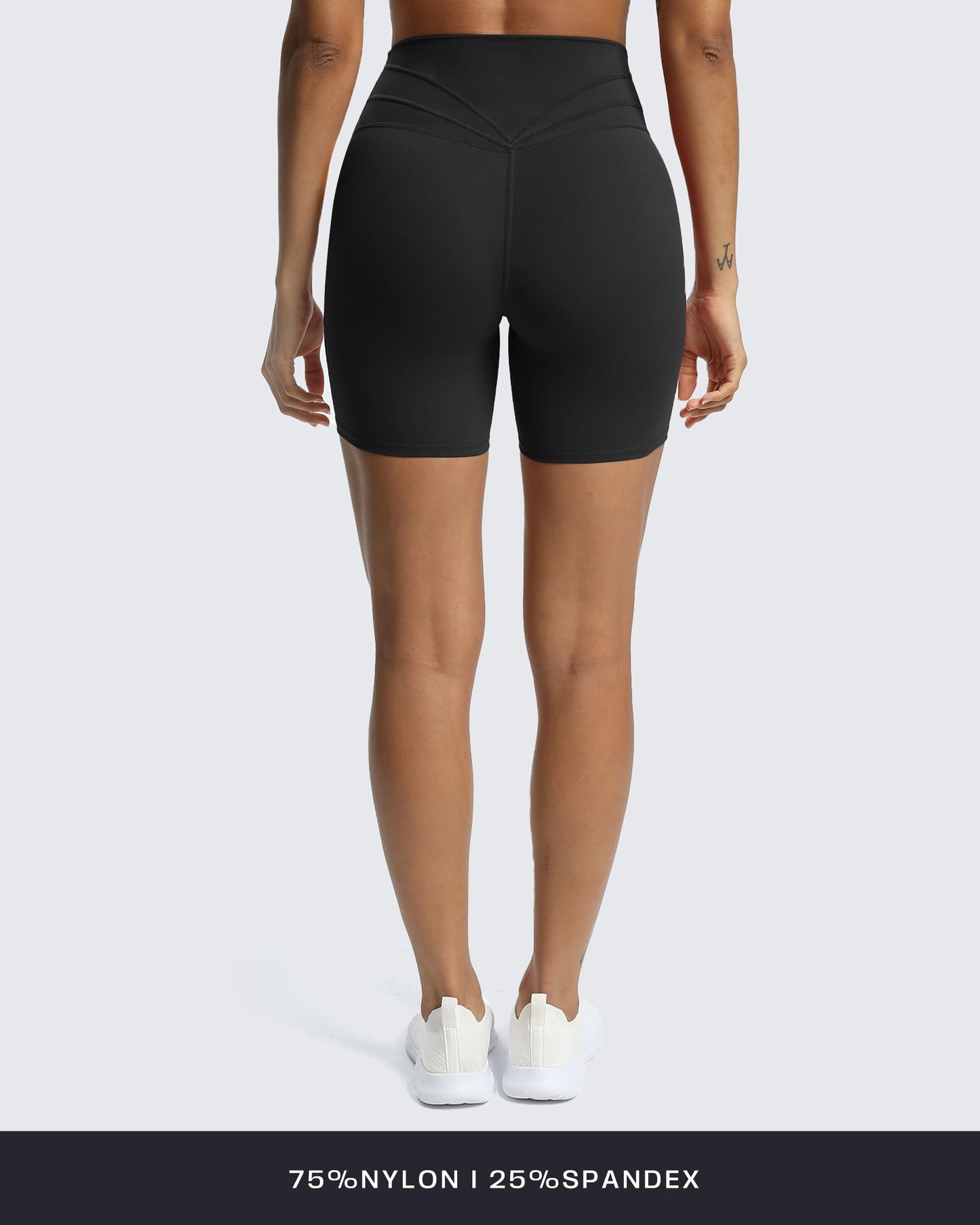 Aoxjox Trinity Workout Biker Shorts for Women Tummy Control High Waisted Exercise Athletic Gym Running Yoga Short 6" (Black, Medium)