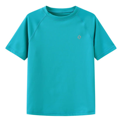 HODOSPORTS Boys UPF 50+ Rash Guard Swim Shirts Short Sleeve Quick Dry UV Protection Sun Shirt Aqua