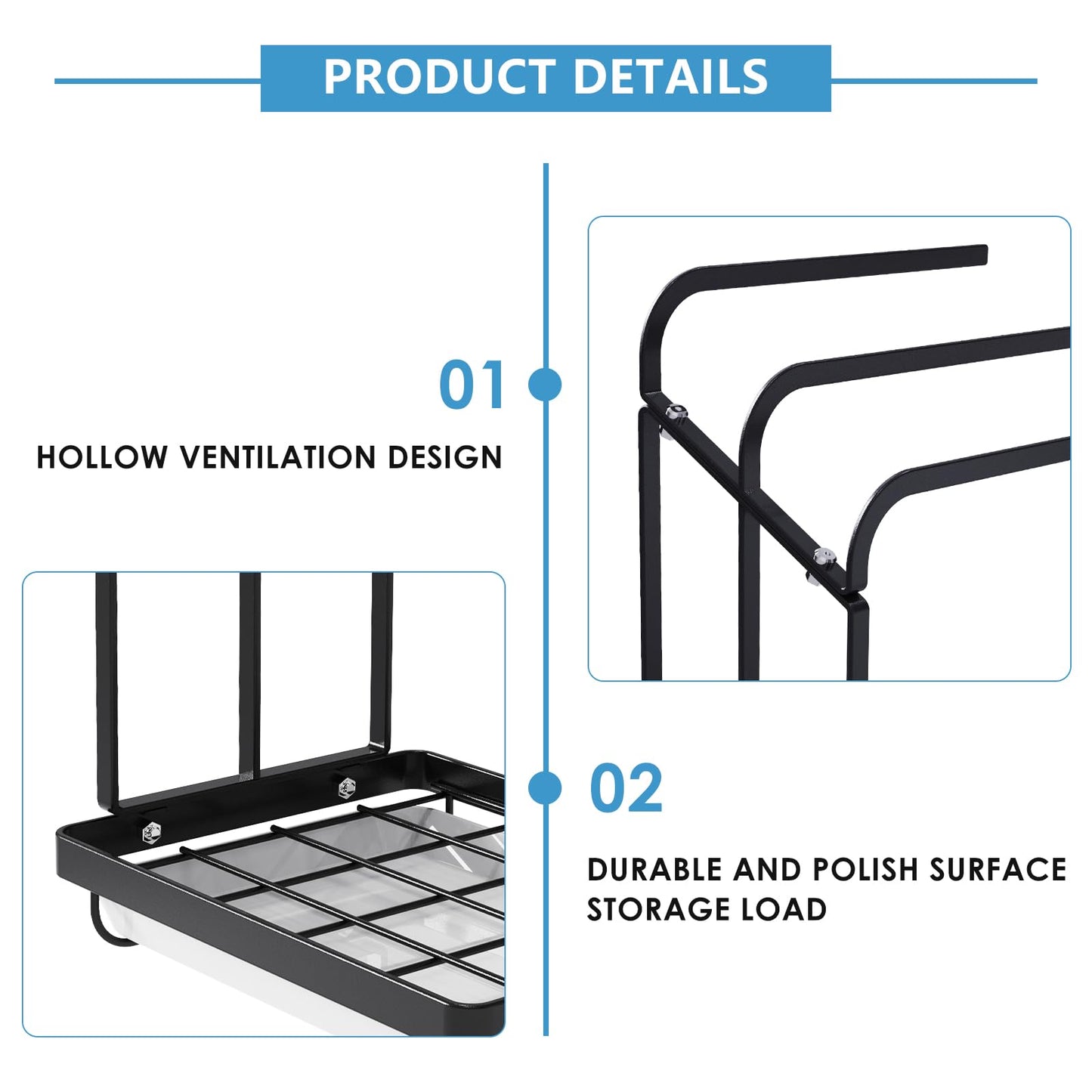 Apsan Sponge Holder with Drain Pan for Kitchen Sink, Kitchen Sink Caddy Organizer for Sponge Brush Soap Dish Dishcloth Rack, Small Black