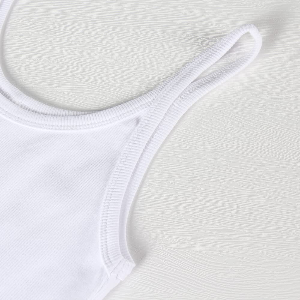Artfish Women's Sleeveless Tank Top Form Fitting Scoop Neck Ribbed Knit Basic Cami Tight Fitted White S