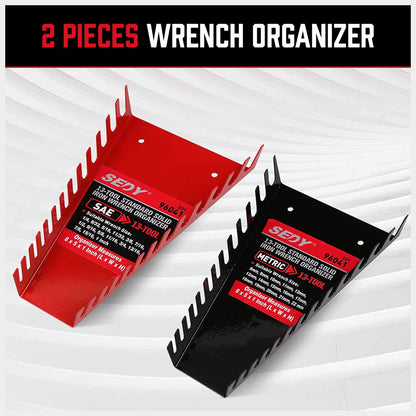 26-Pack Metal Wrench Organizer Set, Wall Mounted Wrench Storage Holder Trays Rack for Tool Box Drawer Chest