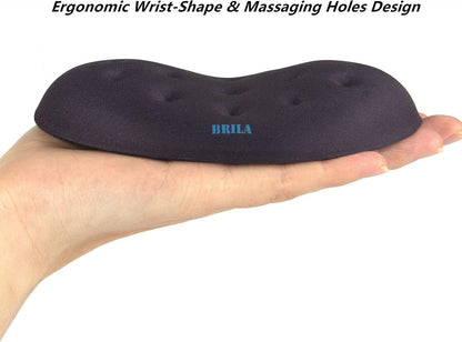 BRILA Ergonomic Memory Foam Mouse Wrist Rest Support Pad Cushion for Computer, Laptop, Office Work, PC Gaming - Massage Holes Design - Wrist Pain Relief (Black Mouse Wrist Rest)