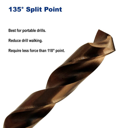 3/16-Inch Cobalt Steel M35 Jobber Length Twist Drill Bits for Hard Metal, Stainless Steel, Pack of 12