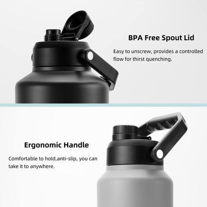 BJPKPK One Gallon(128 oz) Insulated Water Bottle, Dishwasher Safe Stainless Steel Thermo, BPA Free Jug with Ergonomic Handle & Anti-slip Bottom, Large Water Bottle, Navy Blue