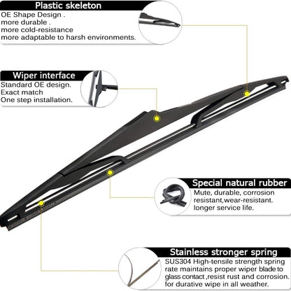 AUTOBOO 15"+15" Windshield Wipers with 13 Inch Rear Wiper Blade Replacement for Jeep wrangler JK 2008-2018,Jeep wrangler 2007-2017-Original Factory Quality (Pack of 3)