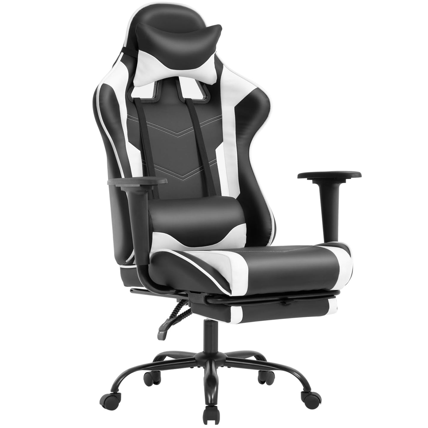 BestOffice Ergonomic Office, PC Gaming Desk Chair Executive PU Leather Computer Lumbar Support with Footrest Modern Task Rolling Swivel Chair for Women, Men(White)