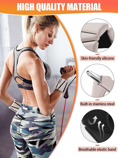 BECOJADDE Wrist Ankle Weights Adjustable Training Intensity for Strength Training Walking Running Yoga Pilates Jogging for Women Men Set of 2 (2 lb Each), Beige