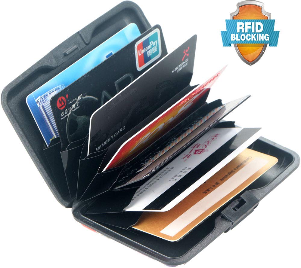 BOHONG RFID Credit Card Holder Mini Aluminum Card Wallet RFID Blocking Slim Metal Hard Card Case Business Cards Holder ID Case for Women Men-Flower