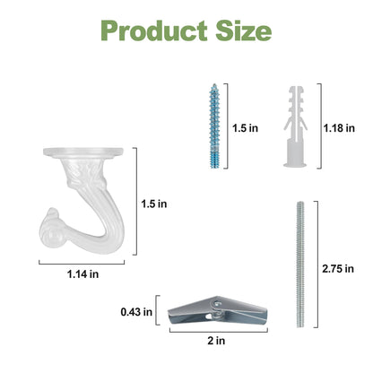 Aidoclip 6 pcs Ceiling Hooks for Hanging Plants,Hanging Hanging Lights Metal Small Hooks,Indoor Outdoor Wall Heavy Duty Plant Hanger Swag Hook