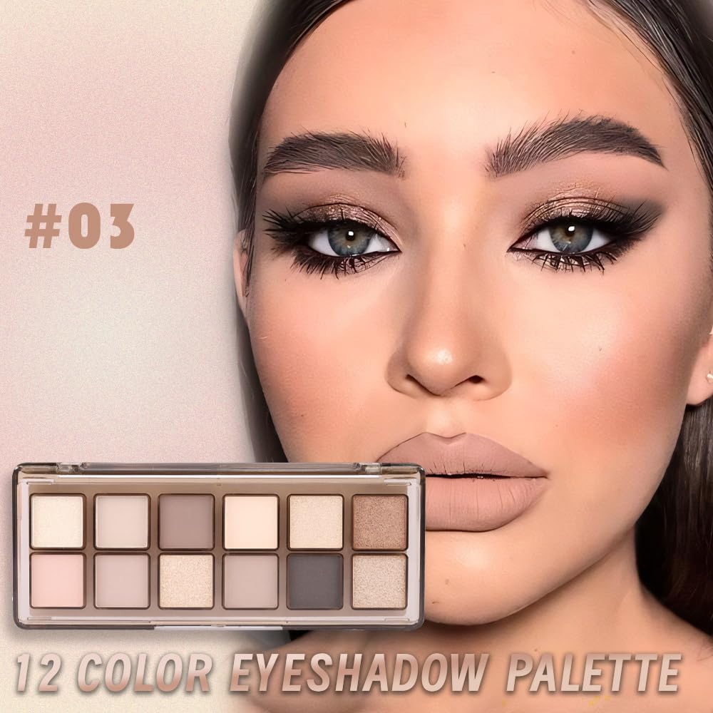 AMY'S DIARY 12-Color Nude Eyeshadow Palette for Versatile Day-to-Night Looks – Blendable, Long-Lasting, and Highly Pigmented. Elevate Your Eye Makeup – Unleash Your Unique Style (20)