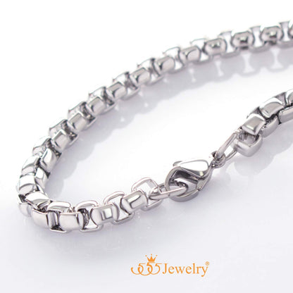 555Jewelry 5mm Stainless Steel Box Chain Bracelet for Men & Women, Stainless Steel Bracelet for Men, Bracelet Chain For Men, Sliver, 8.25 Inch