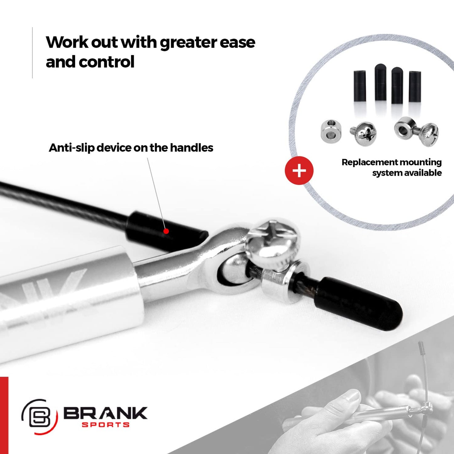 BRANK SPORTS® Speed rope set incl. 3 steel spare cables | Ideal for Crossfit, fitness, boxing and easy double under | Jump ropes for fitness women and men premium bearing balls | Unbreakable handles