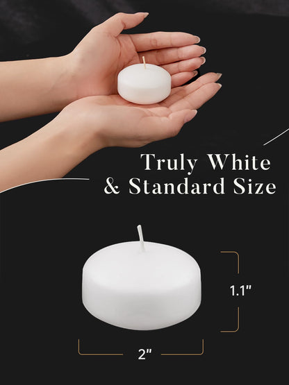 Ashlux White Floating Candles 2 inch, 24 Pack Floating Candles 5-6 Hours Long Burning, Unscented Floating Candle for Centerpieces, Wedding, Christmas Lights, Romantic Night for Her/Him Set
