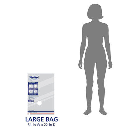 Hefty Shrink-Pak Heavy Duty Vacuum Storage Bags – For Clothes, Pillows, Towels, Blankets & More – Space Saver Vacuum Suction Seal for Home or Travel – 4 Large Bags, 34 x 22 Inches