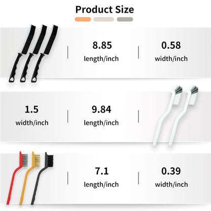 Betanull Crevice Cleaning Brush Set, Multi-Purpose Hard Bristle Brushes for Deep Cleaning Kitchen, Bathroom, Grout, Sink, Cup, Teapot, Bottle, Blender, Corners, Tight Spaces & More