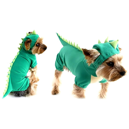 Hotumn Dinosaur Dog Halloween Costume Pet Dino Hoodie for Small Dogs (Small, Green)