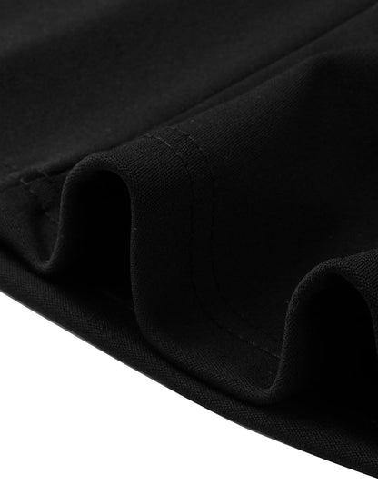 Allegra K Women's Flare Dress Halloween Contrast Peter Pan Collar Short Sleeves Wednesday Addam Dresses Medium Black