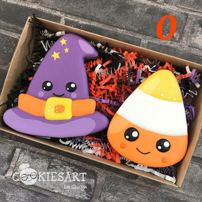 4PCS Large Halloween Cookie Cutters, Stainless Steel Metal Molds Pumpkin, Bat, Ghost, Wich's Hat Cookie Cutters with Decorating Instructions