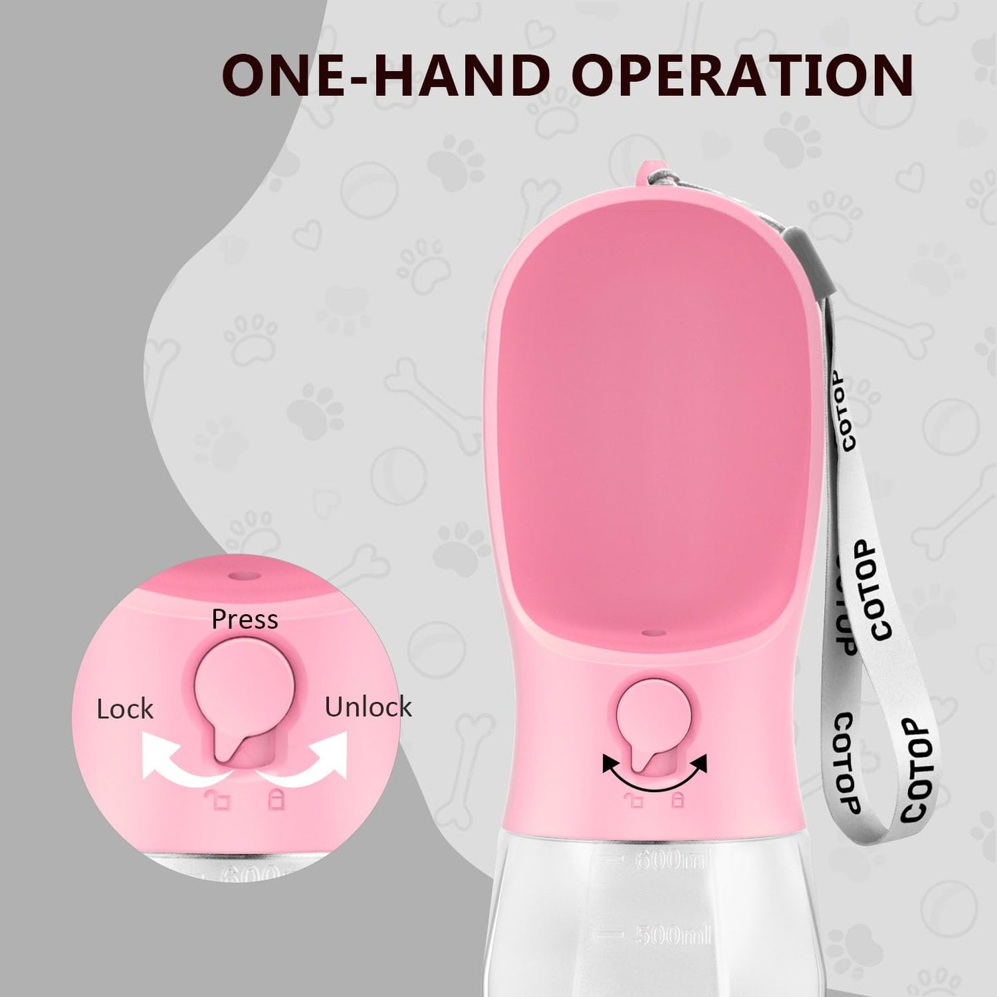 20oz Dog Water Bottle with Food Container & Poop Bag Dispenser | Leak-Proof Portable Pet Water Dispenser with Carabiner Clip | for Walking, Hiking, Travel