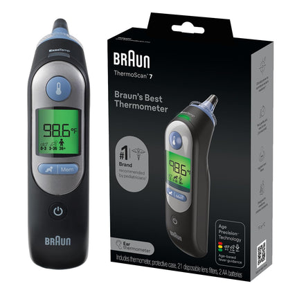 Braun ThermoScan 7 Digital Ear Thermometer, Age-Adjusted Fever Guidance, Baby and Infant Friendly, No. 1 Brand Recommended by Pediatricians, FSA and HSA Eligible