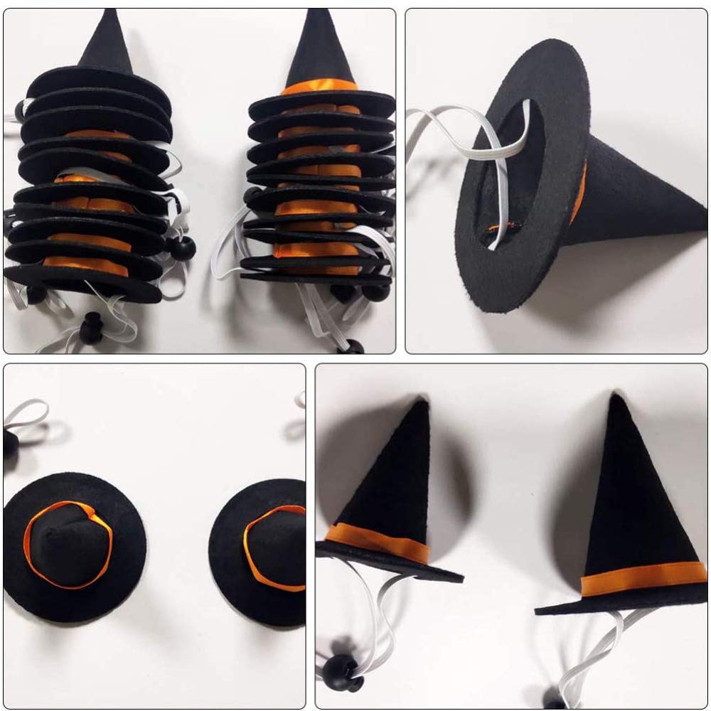 BinaryABC Halloween Pet Costume,Halloween Pet Hat Witch hat,Cat Puppy Dog Halloween Party Costume Accessories,3.5cm,2Pcs
