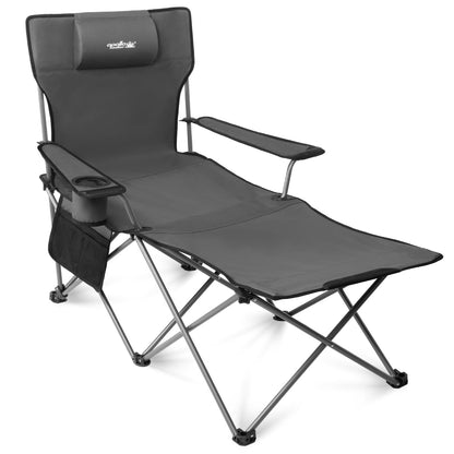 apollo walker Camping Chairs for Adults - 6 Legged Beach Chair with Foot Rest, Adjustable 90° - 135° Reclining Lounge Chair Outdoor, Folding Chairs for Outside with Detachable Pillow & Carry Bag Grey