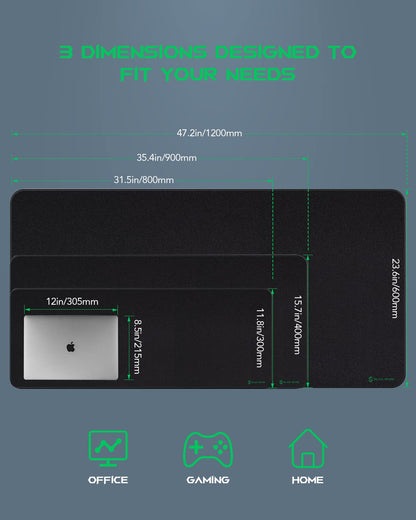 Black Shark Gaming Mouse Pad Desk Mat (31.5” x 11.8” x 0.15”) Mousepad with Superfine Fiber Surface Smooth, Non-Slip Rubber Base, Office Decor for Gamers, Office, Desk Pad Manta P2