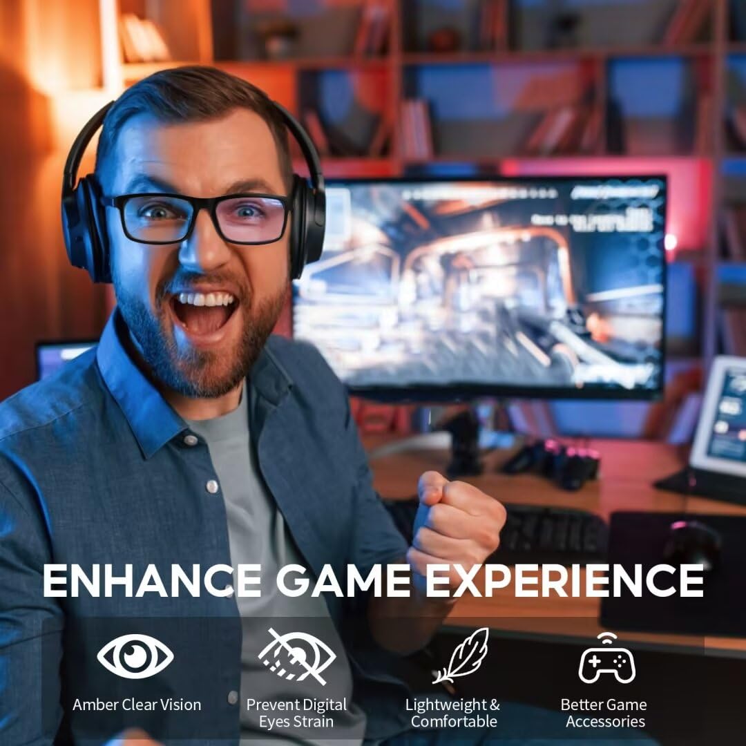 Blue Light Blocking Glasses For Men/Women Anti-Fatigue Computer Monitor Gaming Improve Sleep Reduce Eye Strain Gamer Glasses