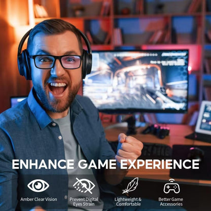 Blue Light Blocking Glasses For Men/Women Anti-Fatigue Computer Monitor Gaming Improve Sleep Reduce Eye Strain Gamer Glasses