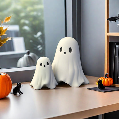 ZUZIF Halloween Ghost Figurine - Spooky Resin Statue, Cute Finger Ghost Ornaments, Perfect for Indoor & Porch Decor (C)