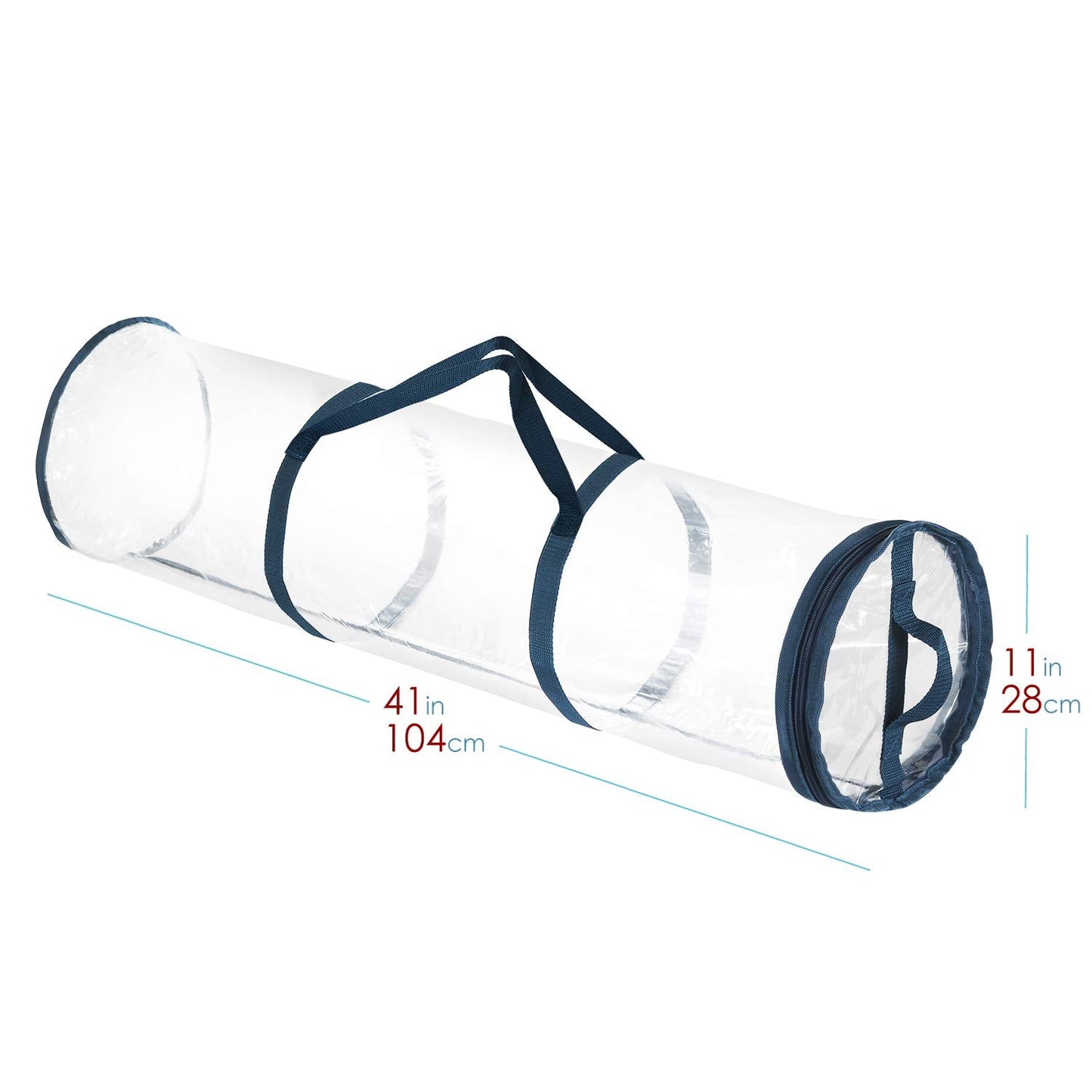 Hearth & Harbor Wrapping Paper Storage Container - Clear Wrapping Paper Holder Fits Up To 14 Rolls of 40" - Tear Proof Gift Wrap Organizer - Premium Bag for Easy Carrying, Blue