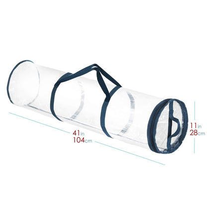 Hearth & Harbor Wrapping Paper Storage Container - Clear Wrapping Paper Holder Fits Up To 14 Rolls of 40" - Tear Proof Gift Wrap Organizer - Premium Bag for Easy Carrying, Blue