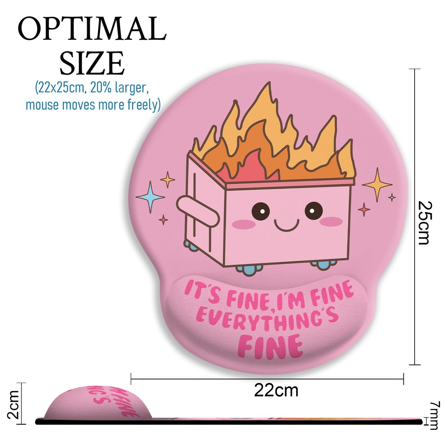 Blusabaca Funny Cute Mouse Pad with Wrist Rest, Dumpster on Fire Ergonomic Mouse Pads Wrist Support for Desk, Mousepad for Wireless Mouse Gaming Laptop Work Home Desk Accessories Office Supplies Decor