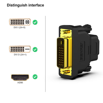 BENFEI DVI to HDMI, Bidirectional DVI-D to HDMI Male to Female Adapter with Gold-Plated Cord 2 Pack