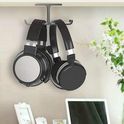 APPHOME Headphone Hanger Stand Under Desk Hook Aluminum Stick-On Adhesive Dual Headsets Holder Mount PC Gaming Accessories for All Headphones