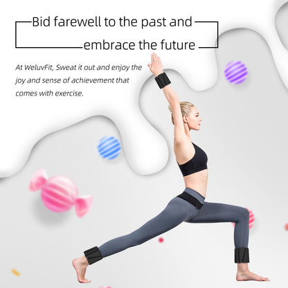 Adjustable Wearable Pilates Wrist & Ankle Weights For Women & Men | Arm & Leg Weights Silicone Wrist Bangles For Home Gym Workout, Travel, Yoga, Barre, Strength Training-Set Of 2 Weights (1lb Each)