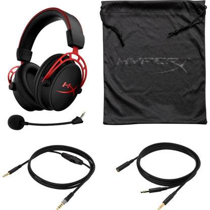HyperX Cloud Alpha Gaming Headset Headphone Wired Detachable Noise Cancelling Microphone Dual Chamber Drivers Memory Foam Over-Ear Soft Leatherette for PC Xbox Nintendo Switch PS4 Black Red (Renewed)