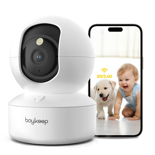 BoyKeep Indoor Camera - 2K Pet Camera, 5G/2.4GHz WiFi Cam for Baby Monitor with Phone App, 360° Pan & Tilt, 2-Way Audio, Color Night Vision, New for 2025 with 12s Free Cloud Storage